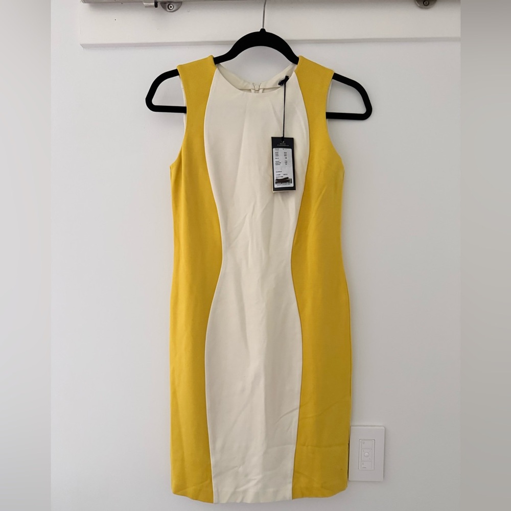 Piazza Sempione Elegant Yellow and White  Dress - size 38 - NWT